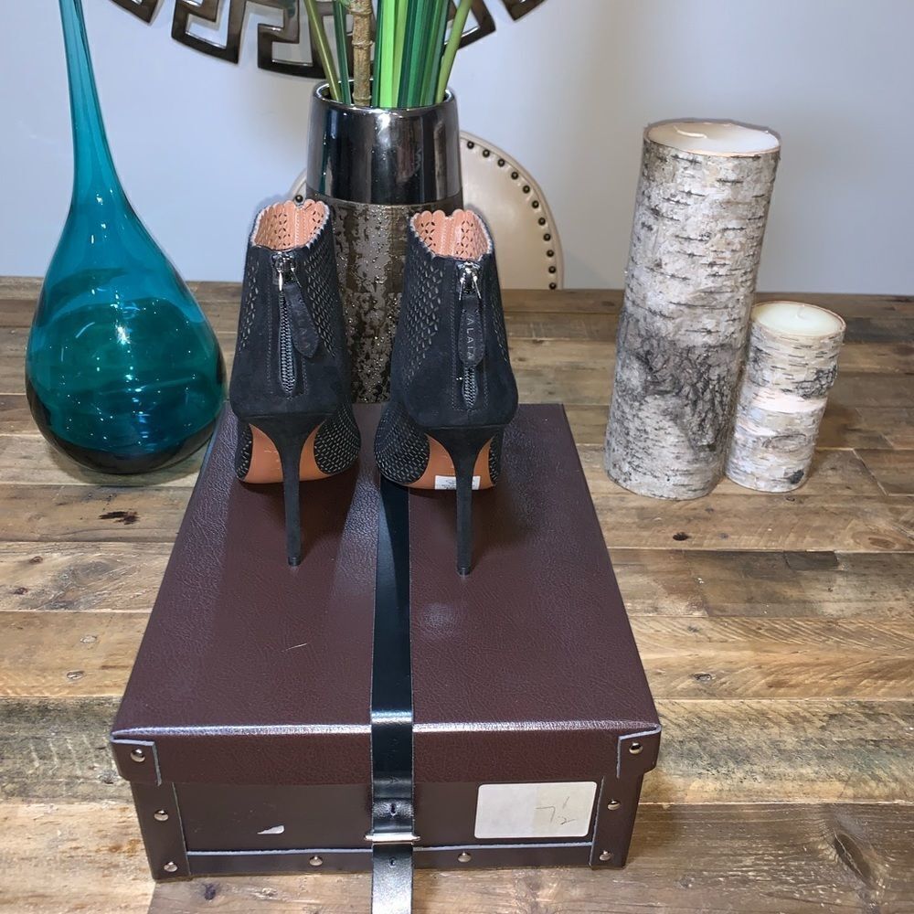 Alaia Laser Cut Suede Booties - Picture 5 of 8